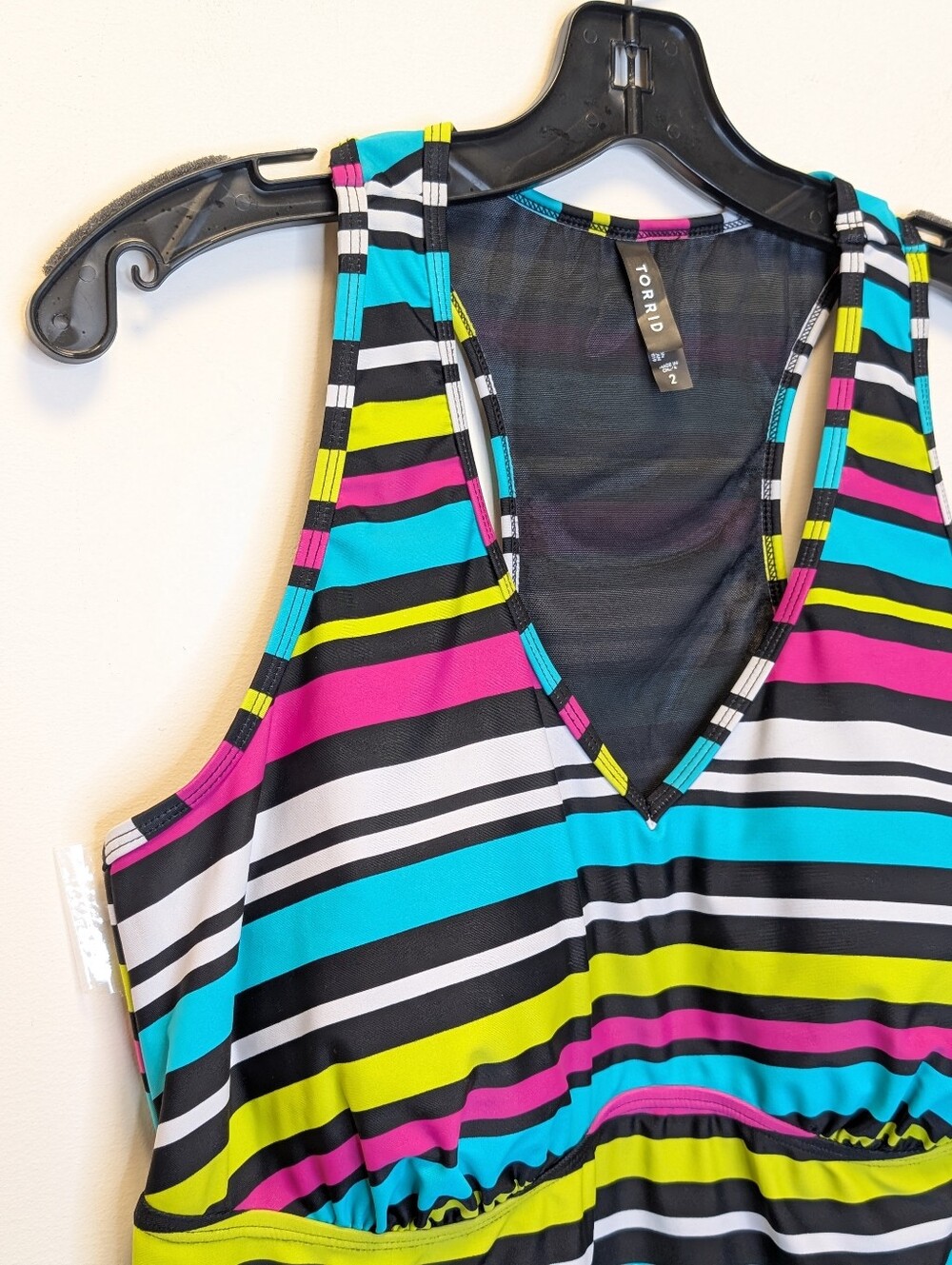 Torrid Wireless Racerback Tankini Striped Colorful Swim Top Size 2 18/20 - Picture 3 of 12